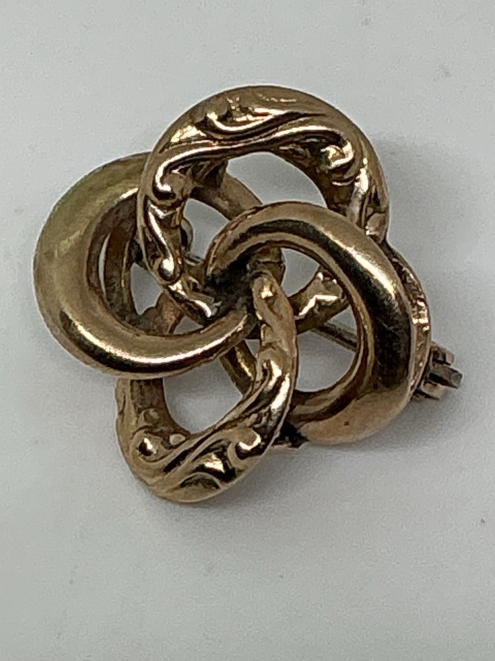 Antique Victorian Gold Filled Love Knot Brooch, Interlocking Rings Pin, C-Clasp